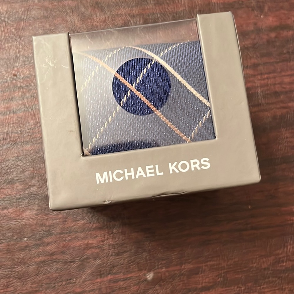 Michael Kors blue and gold silk tie NWB and NWT MK tie
